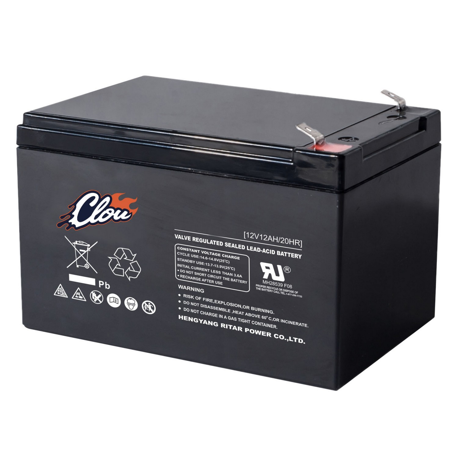 Batteri Clou 12120 AGM Underhållsfritt 12 Ah/12 V F2