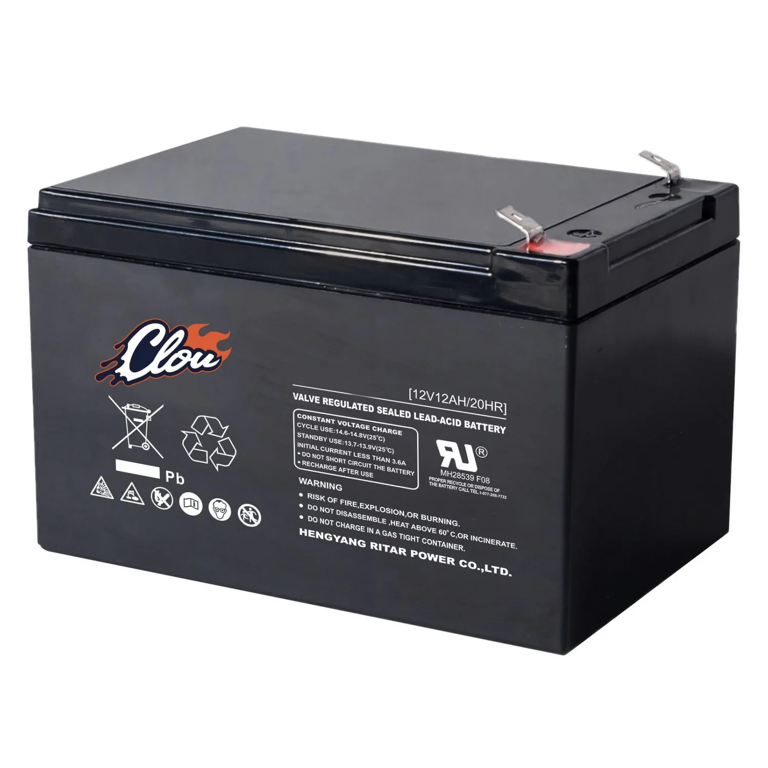 Batteri Clou 12120 AGM Underhållsfritt 12 Ah/12 V F2
