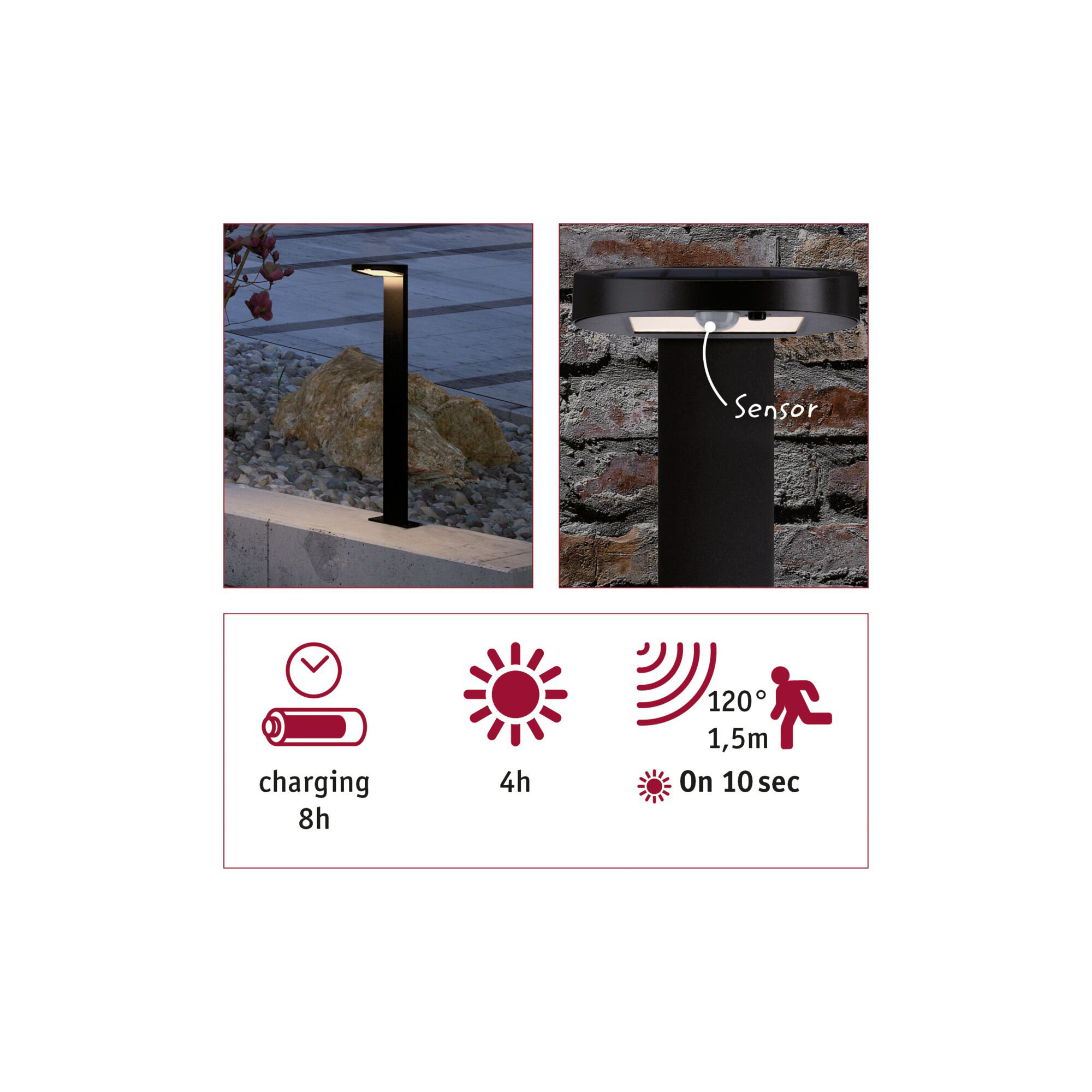 Pollare Solcell LED Paulmann Ryse med Rörelsesensor IP44