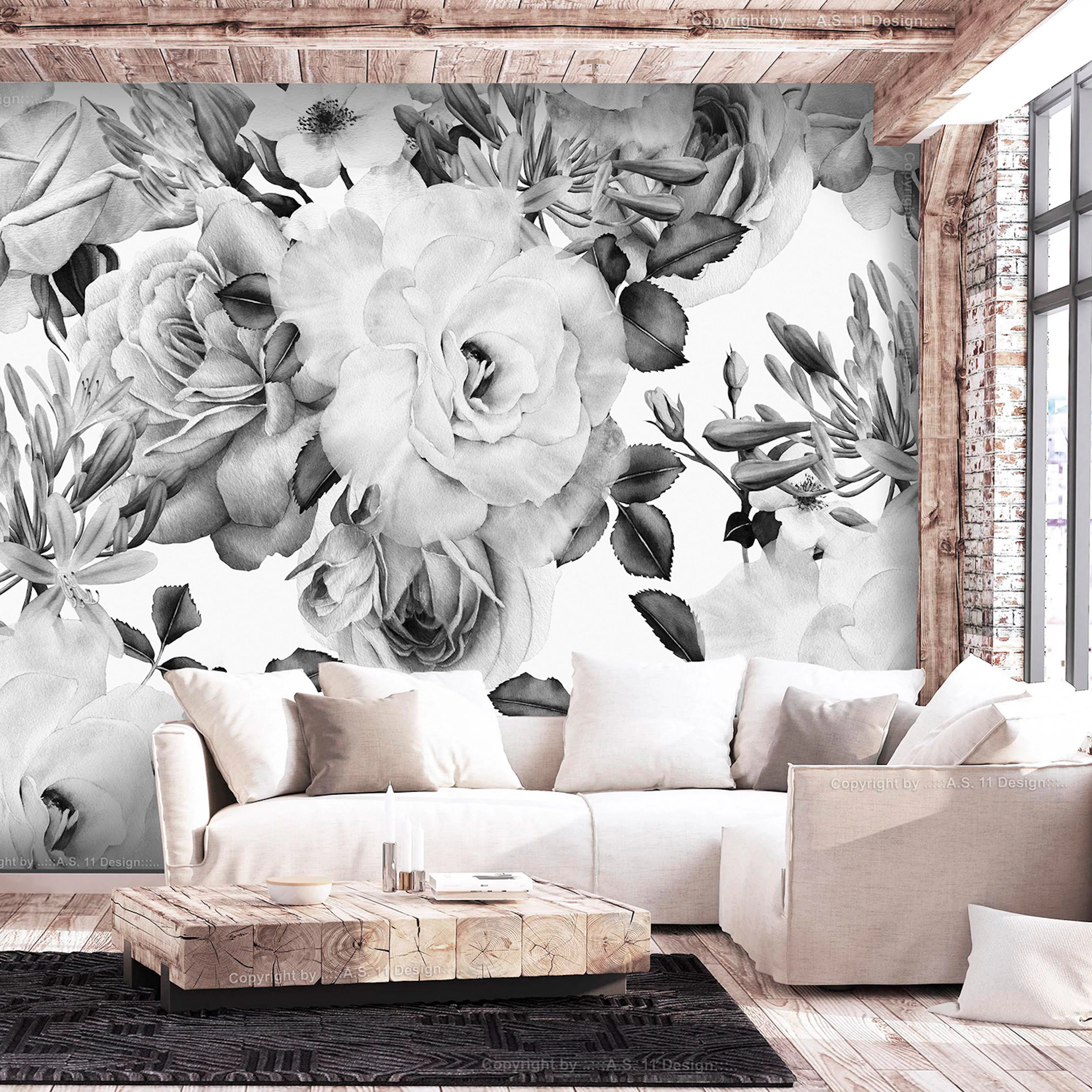 Fototapet Arkiio Sentimental Garden Svart/Vit
