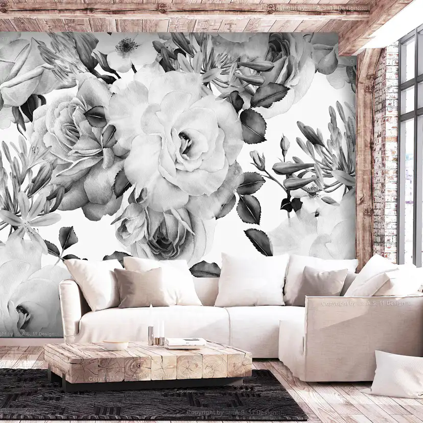 Fototapet Arkiio Sentimental Garden Svart/Vit