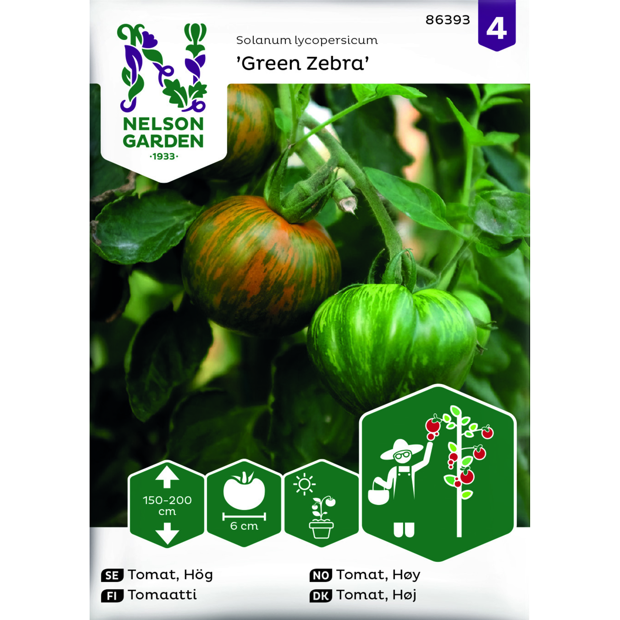Frö Nelson Garden Tomat Hög Green Zebra