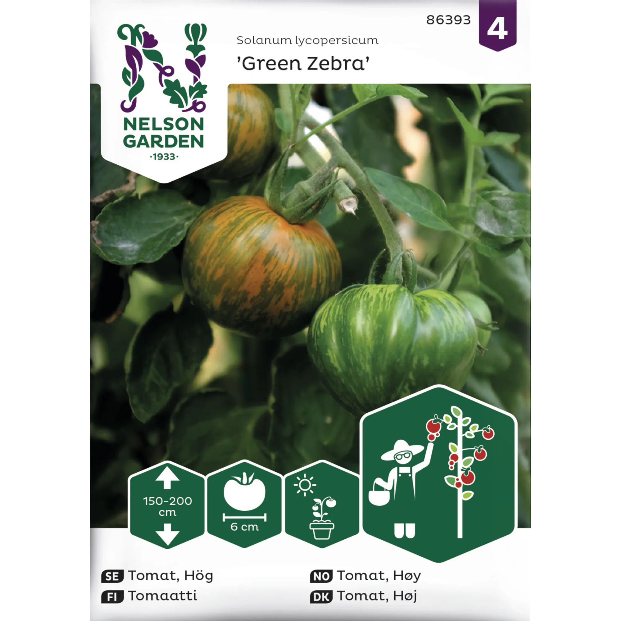 Frö Nelson Garden Tomat Hög Green Zebra