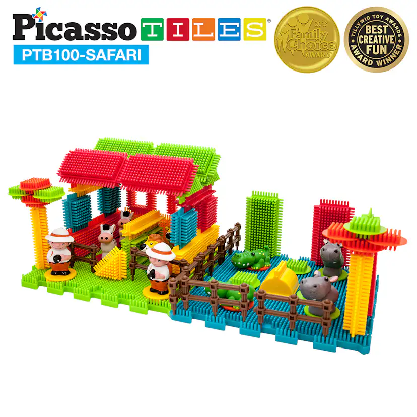 Byggbitar Picasso Tiles Bristle Blocks 100 Bitar Safari