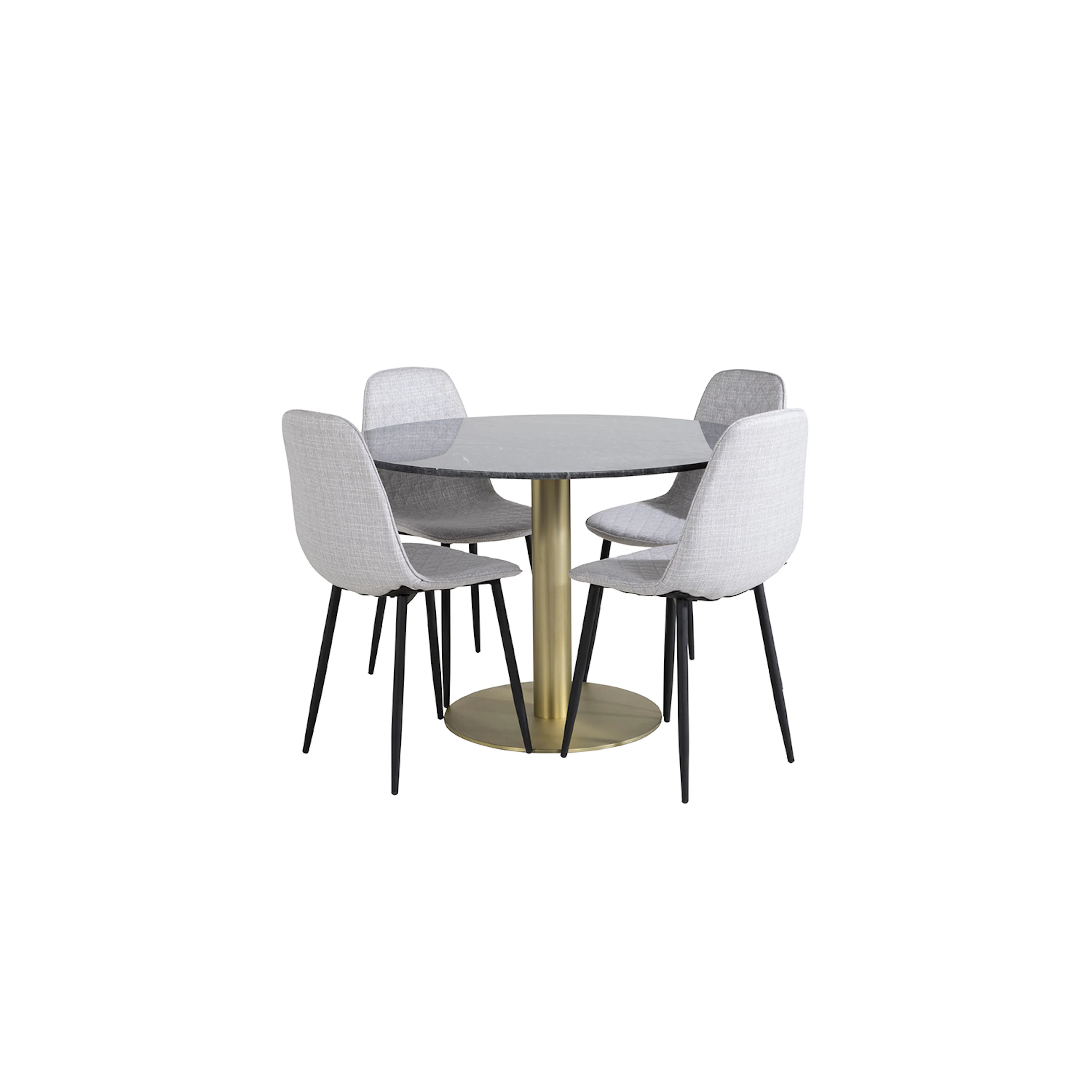 Estelle Round Dining Table ø106+ Polar Diamond Dining Chair Svart/Mässing/Grå