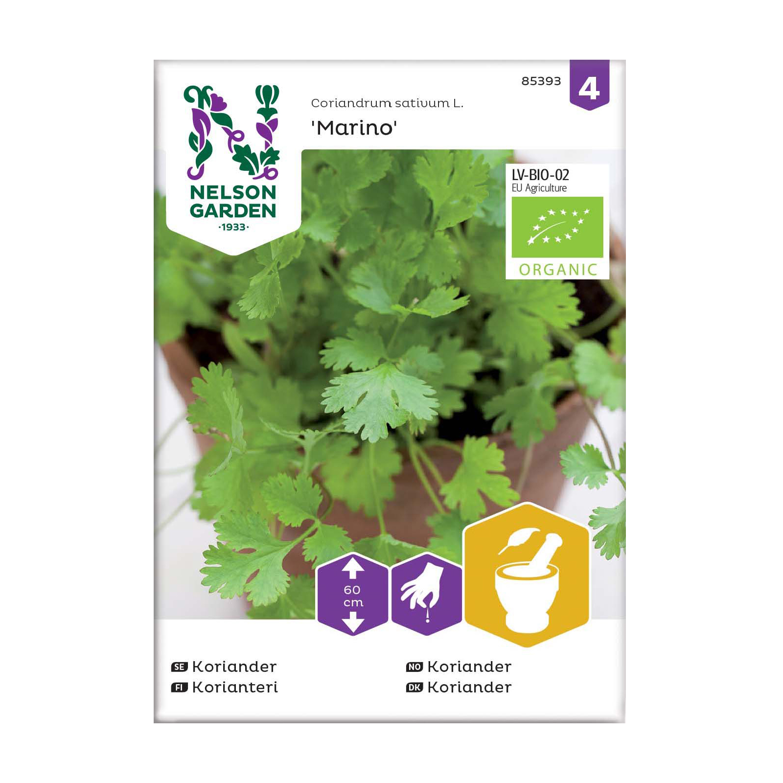 Frö Koriander Nelson Garden Cadiz Organic