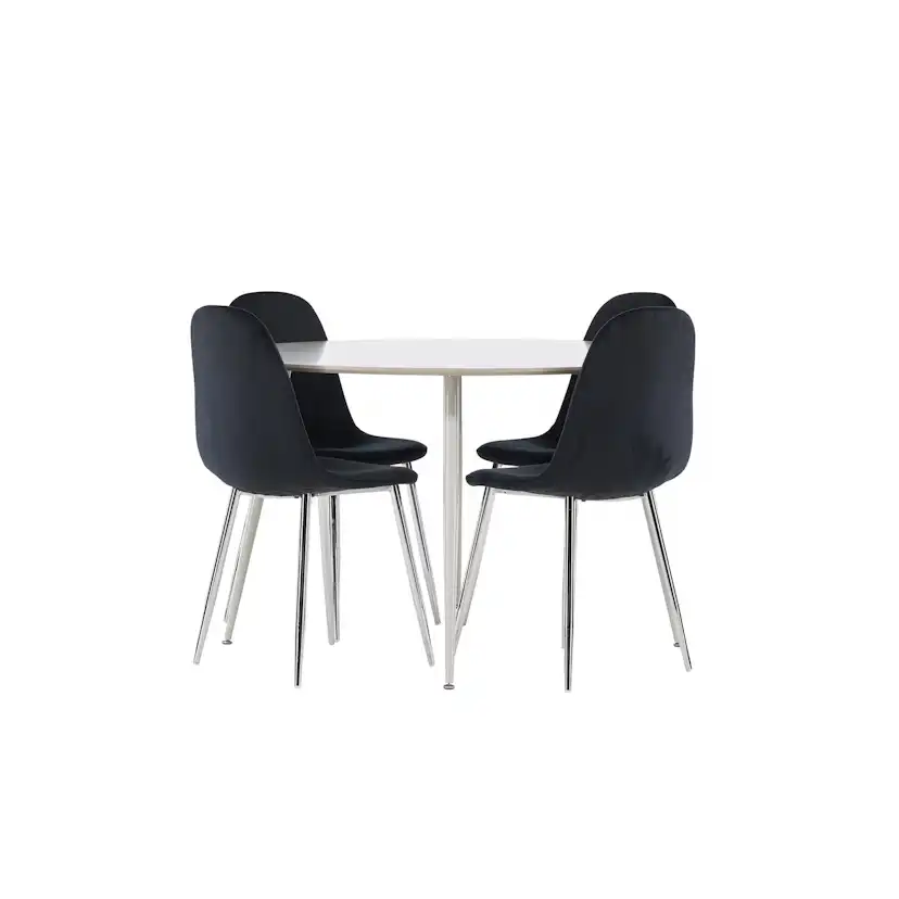 Plaza Dining Table with Polar Dining Chair Färg: Beige/Svart, Ben: Stål