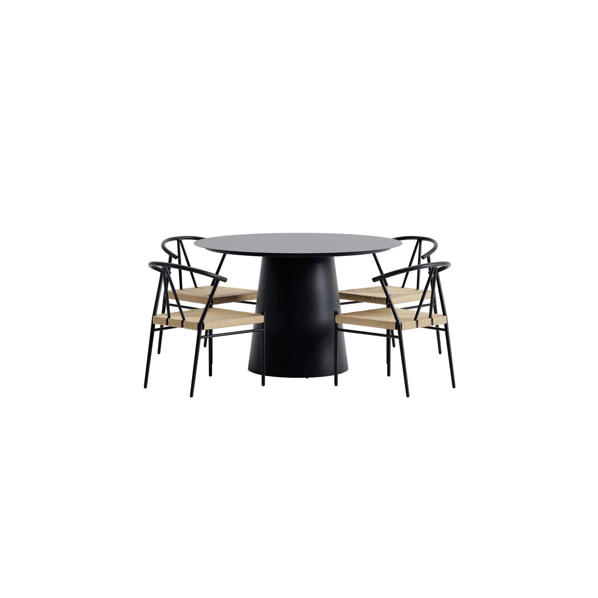 Lanzo Table - Black with 4 Alfons Chair - Black Färg: Svart