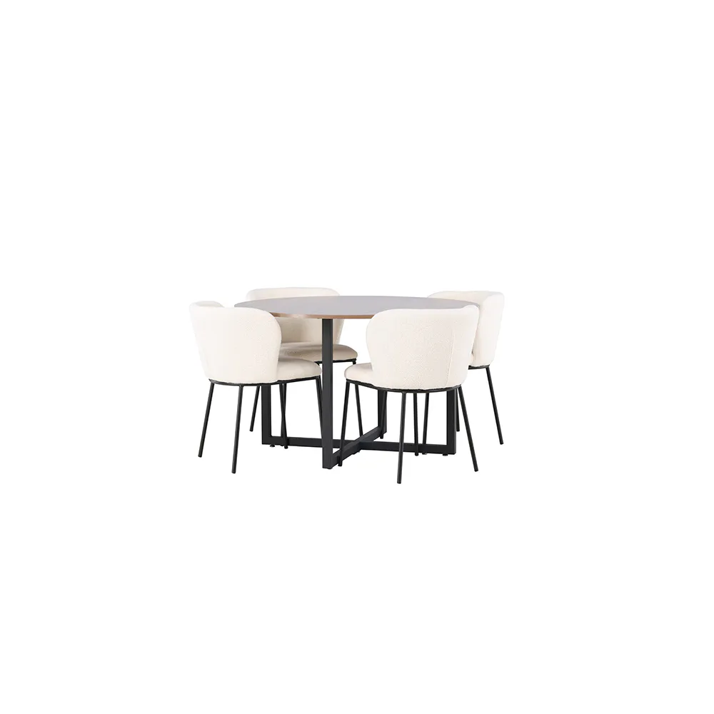 Matgrupp Venture Home Durango Ø120 cm med 4 st Edina stolar