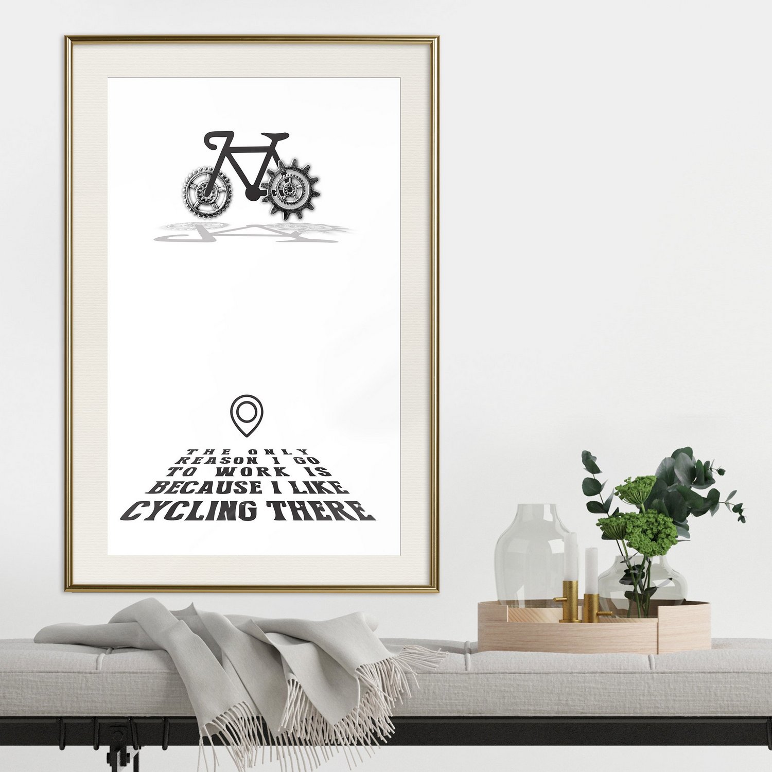 Affisch - I like Cycling [Poster] 30x45 Guld ram med passepartout, 30x45 cm