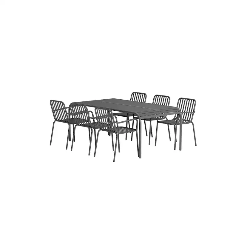Matgrupp Utomhus Venture Home Borneo 100x200 cm med 6 st Peking Trädgårdsstolar