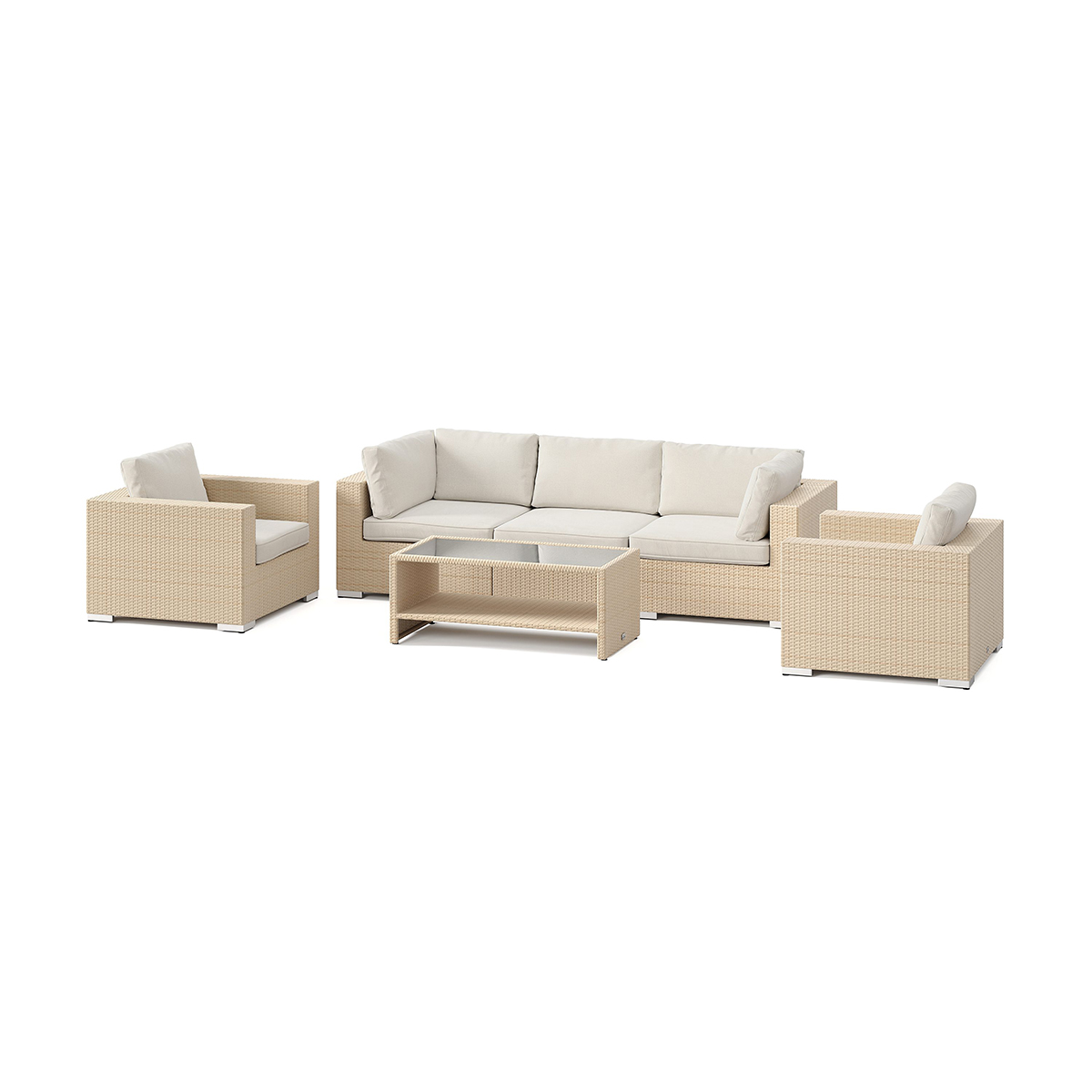 Loungegrupp Comfort Garden Bahamas utomhus soffgrupp 5-sits med två fåtöljer och bord med hylla