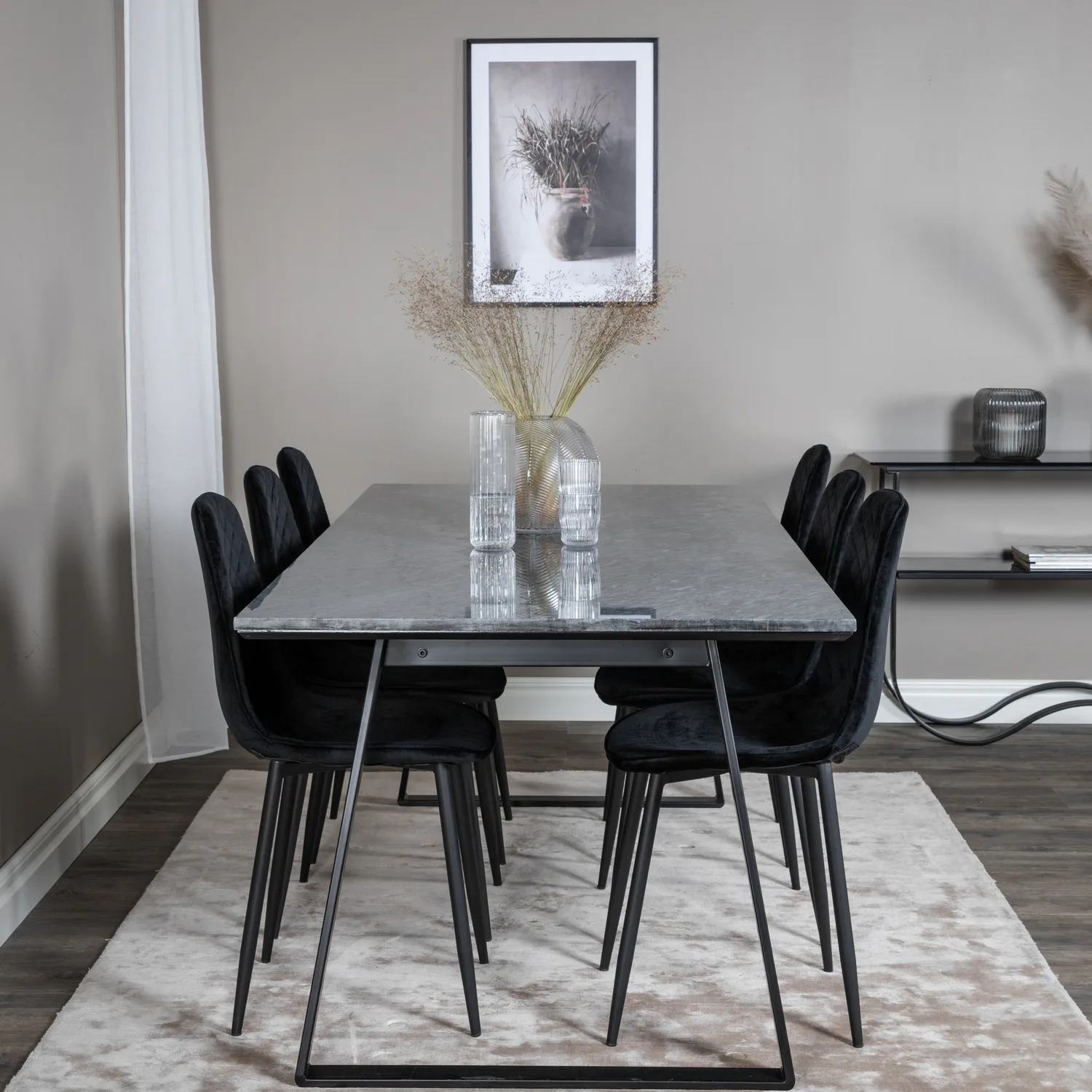 Matgrupp Venture Home Estelle med 6 Phoi Stolar Sammet