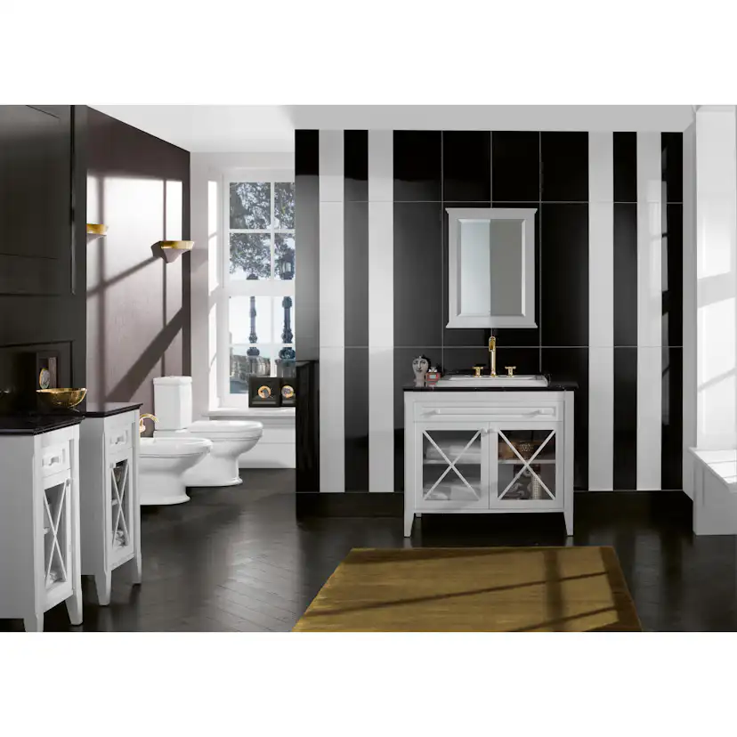 Tvättställspaket Villeroy & Boch Hommage 985 Vit med Bänkskiva i Svart Marmor