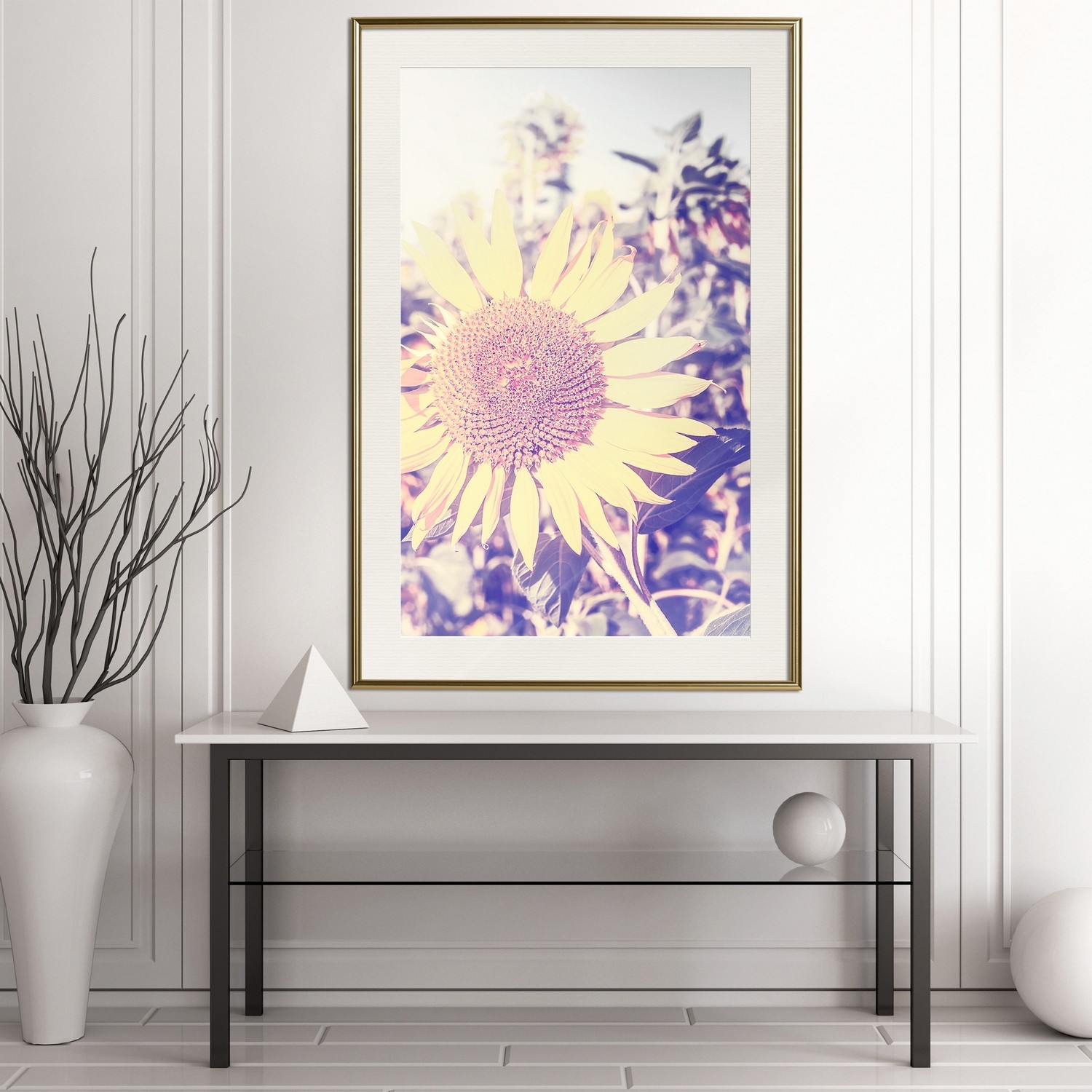 Affisch - Sunflower [Poster] 40x60 Guld ram med passepartout, 40x60 cm
