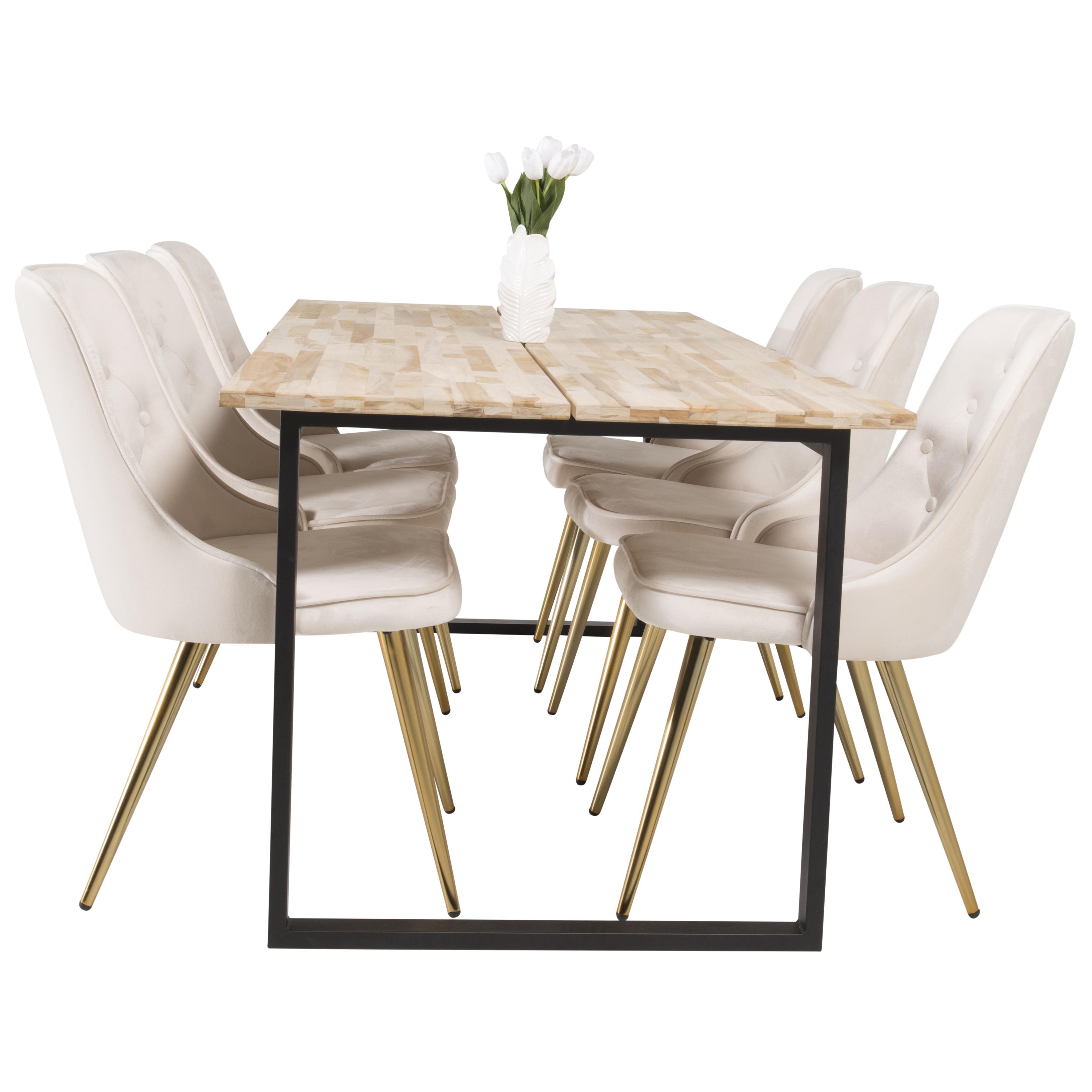 Matgrupp Venture Home Cirebon med 6 Velvet Deluxe Stolar