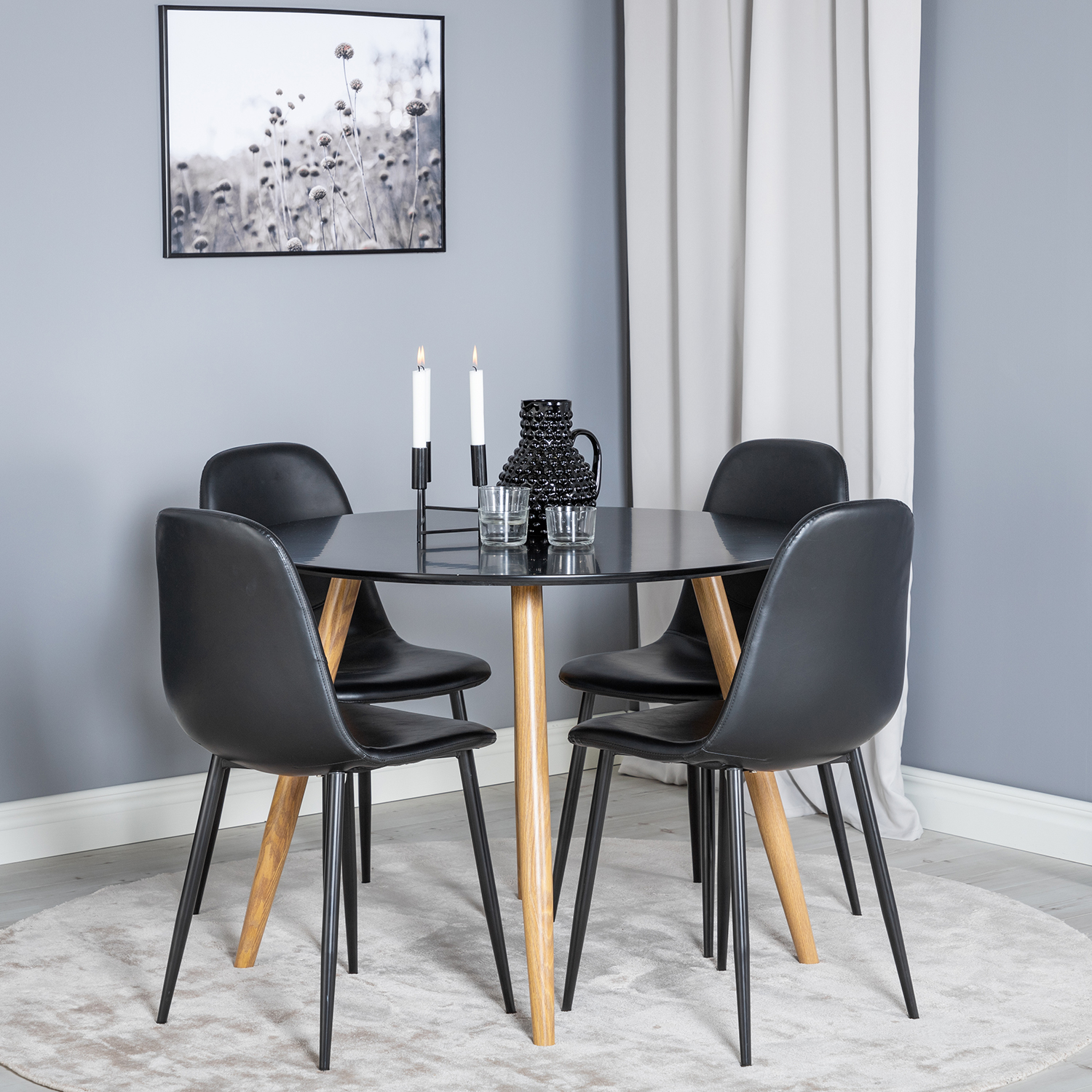 Matgrupp Venture Home Plake med 4 Pobbie Stolar Konstläder Runt