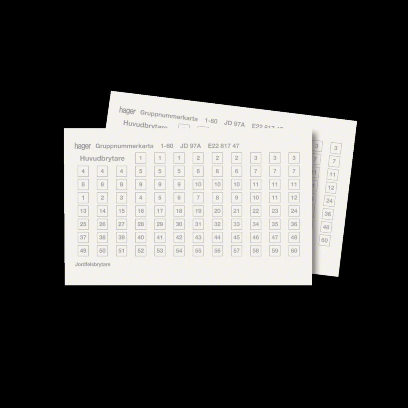 Gruppnummerkarta Hager Självklistrande