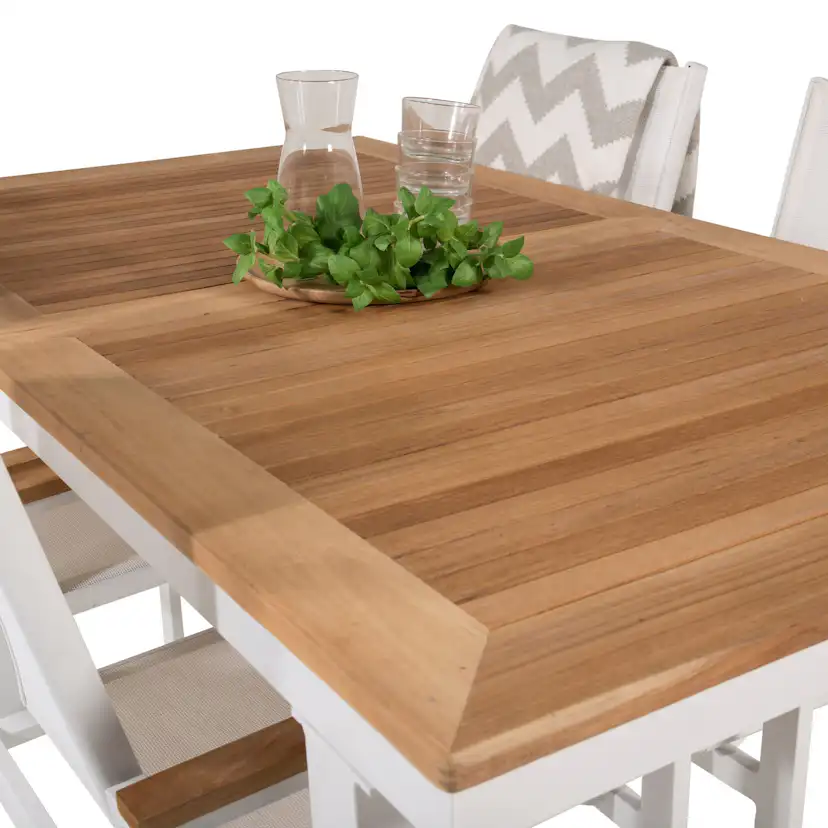 Panama - Table - 160/240*90 - Vit Alu/Teak Vit/Teak