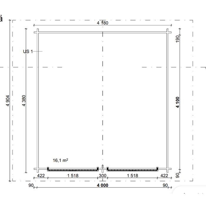 Timmerförråd LP Garden R-L (16m²) Med Springor