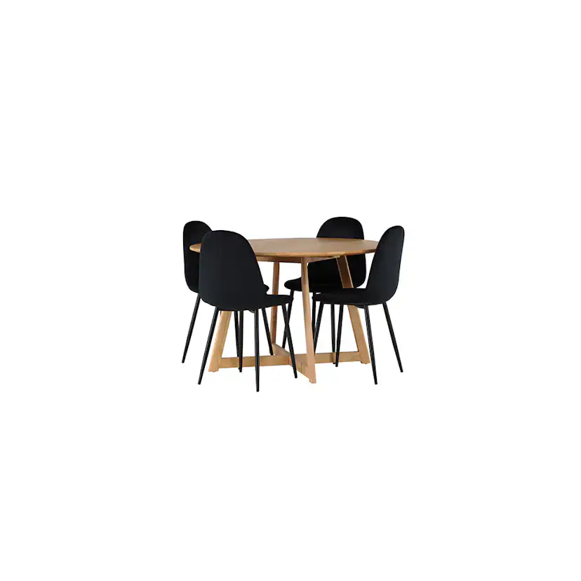 Matgrupp Venture Home Yakidon Ø120 cm med 4 st Polar stolar Natur/Svart