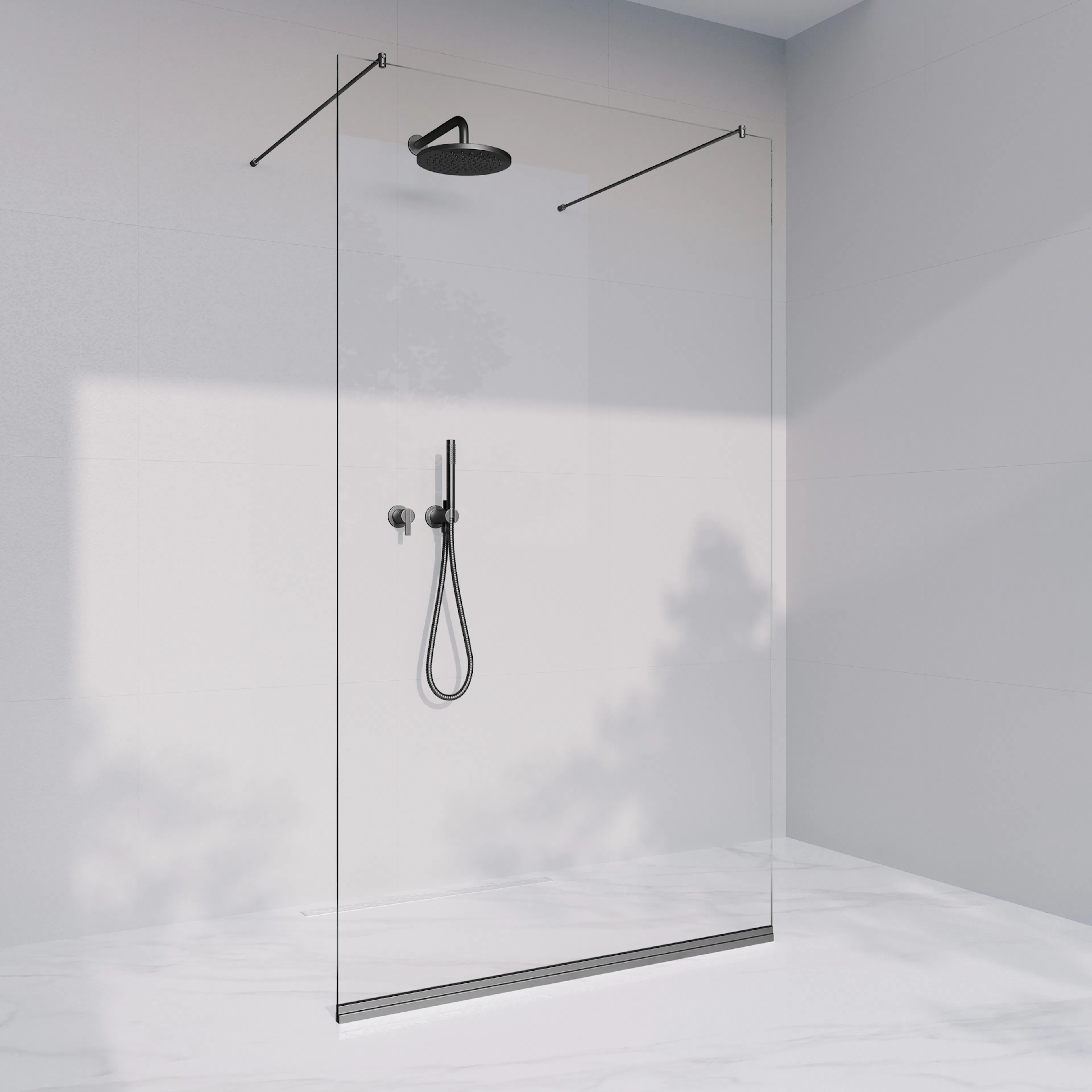 Invitrea Prime PV1/100/Mattsvart/Klart glas Bredd: 1000 mm, Glastyp:Klarglas, Profil:Mattsvart
