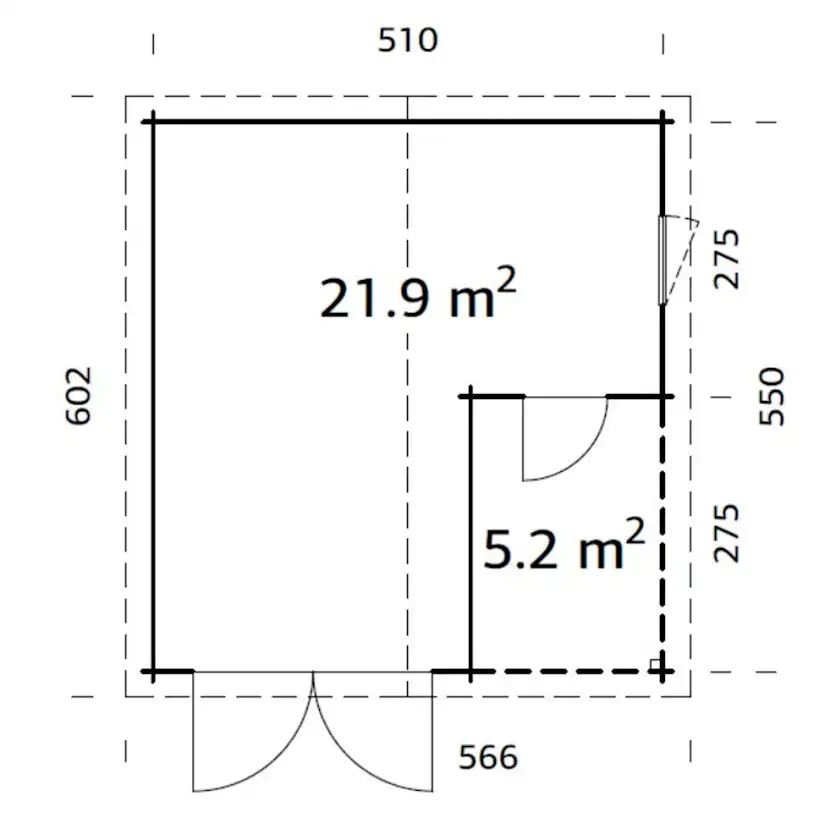 Roger 21,9+5,2 m2 with wooden gate Impregnerad transparent