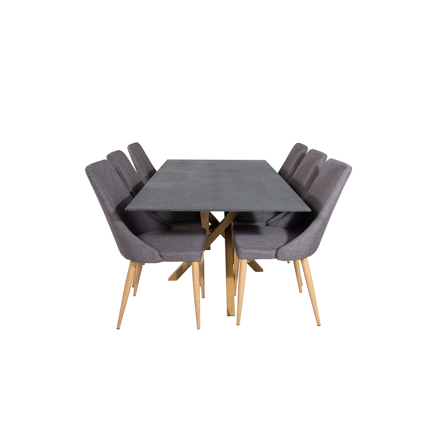 Piazza Dining Table 180x90 cm+Leone Dining Chair Grå/Ek