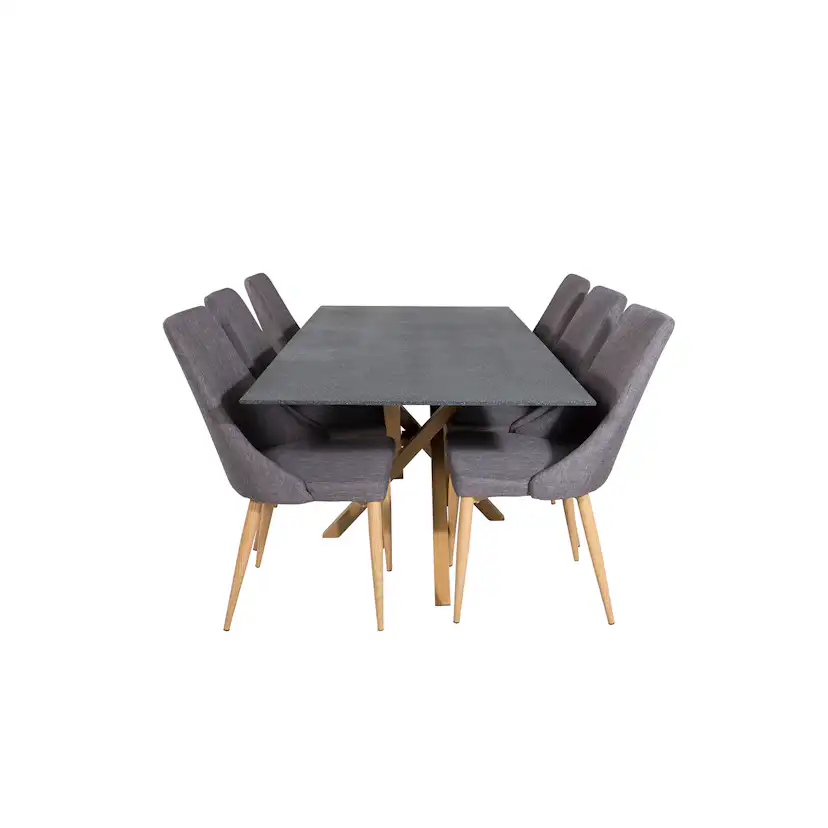 Piazza Dining Table 180x90 cm+Leone Dining Chair Grå/Ek