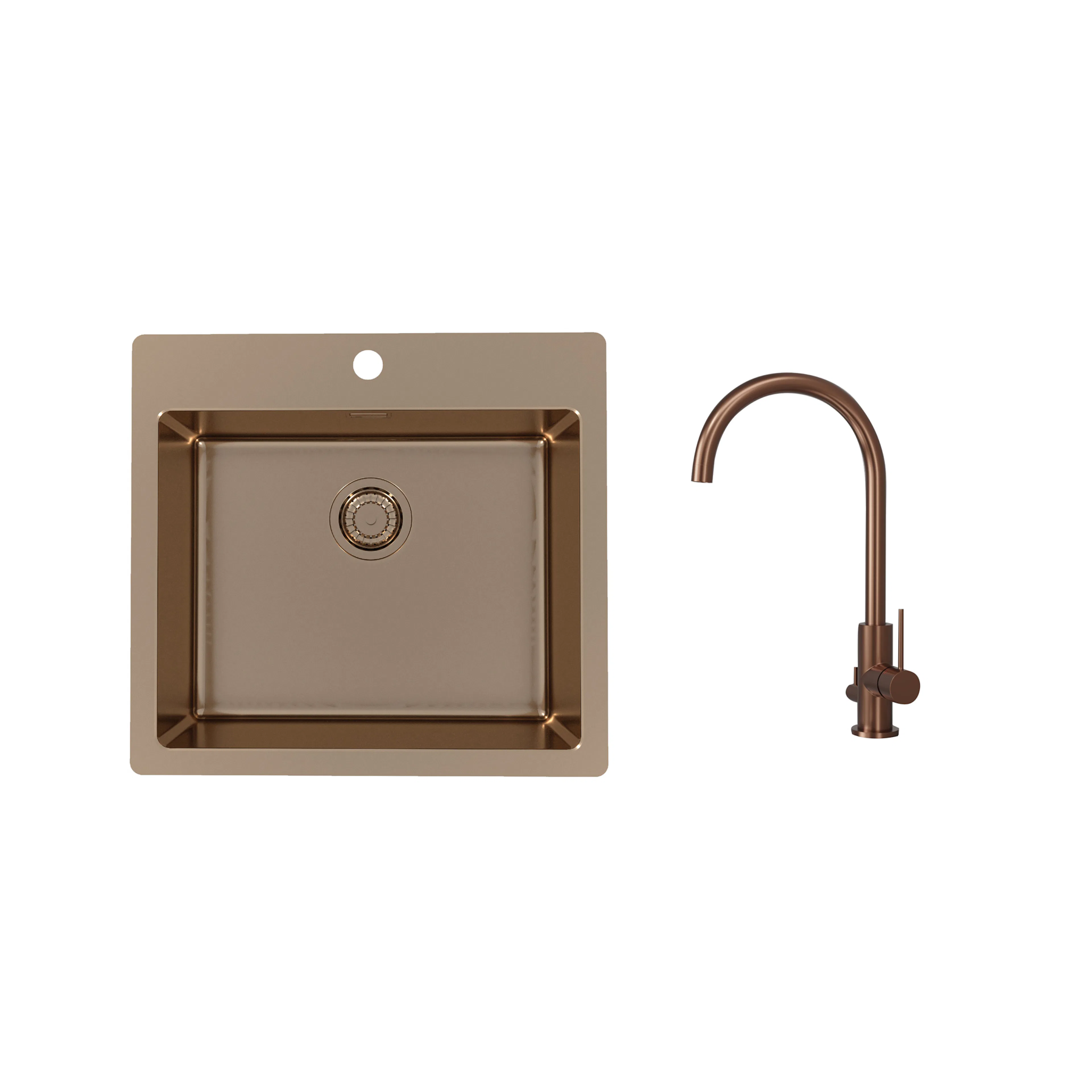 Diskho Stala Monarch-T50 med Köksblandare Scandtap Steel Equip DxKoppar/Amber
