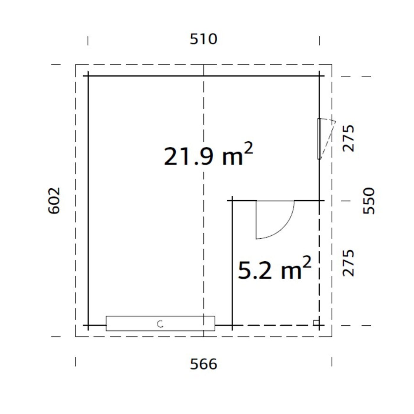 Roger 21,9+5,2 m2 with sectional door Brun dippad
