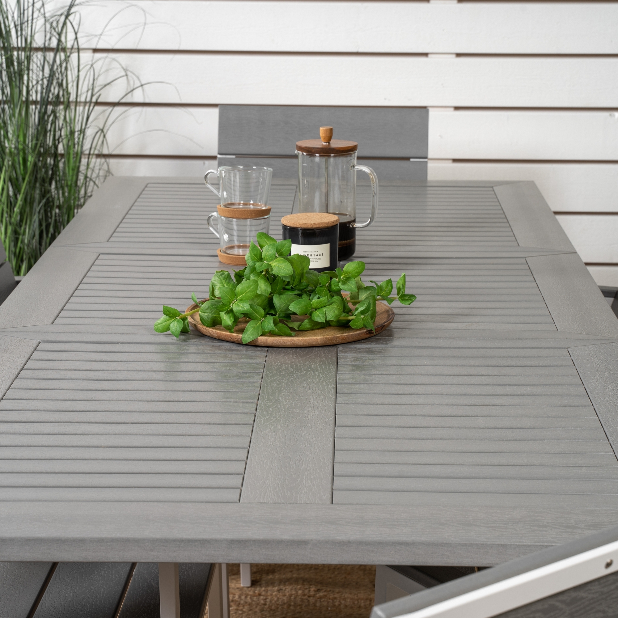Albany Dining Table 152/210*90 - White Alu / Grey Aintwood+L Vit/Grå