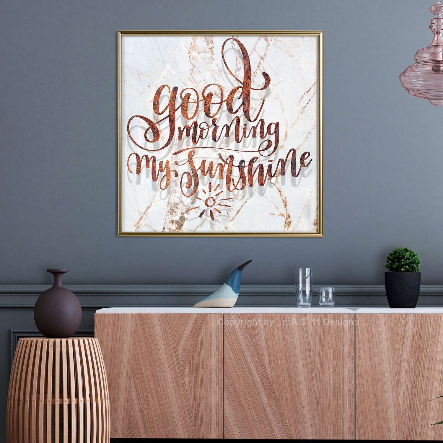 Affisch - Good Morning My Sunshine (Square) [Poster] 30x30 Guld ram, 30x30 cm