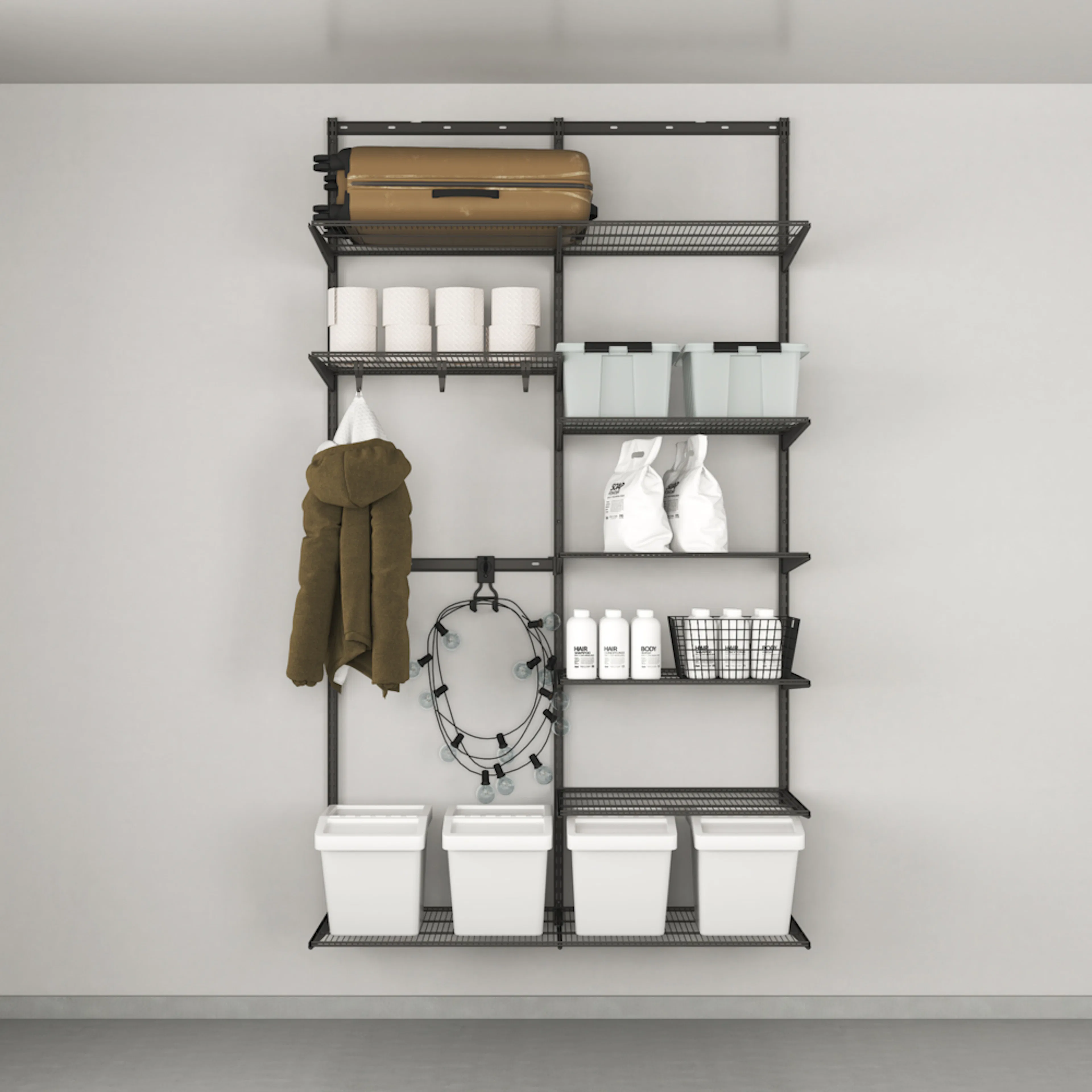 Familjeförvaring Elfa Ready Solution 1 Garage+  B: 1248 mm med Täcklist