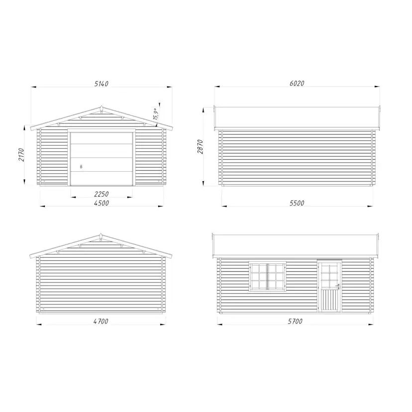 Garage Roger 23,9 m2 med Takskjutport Obehandlad