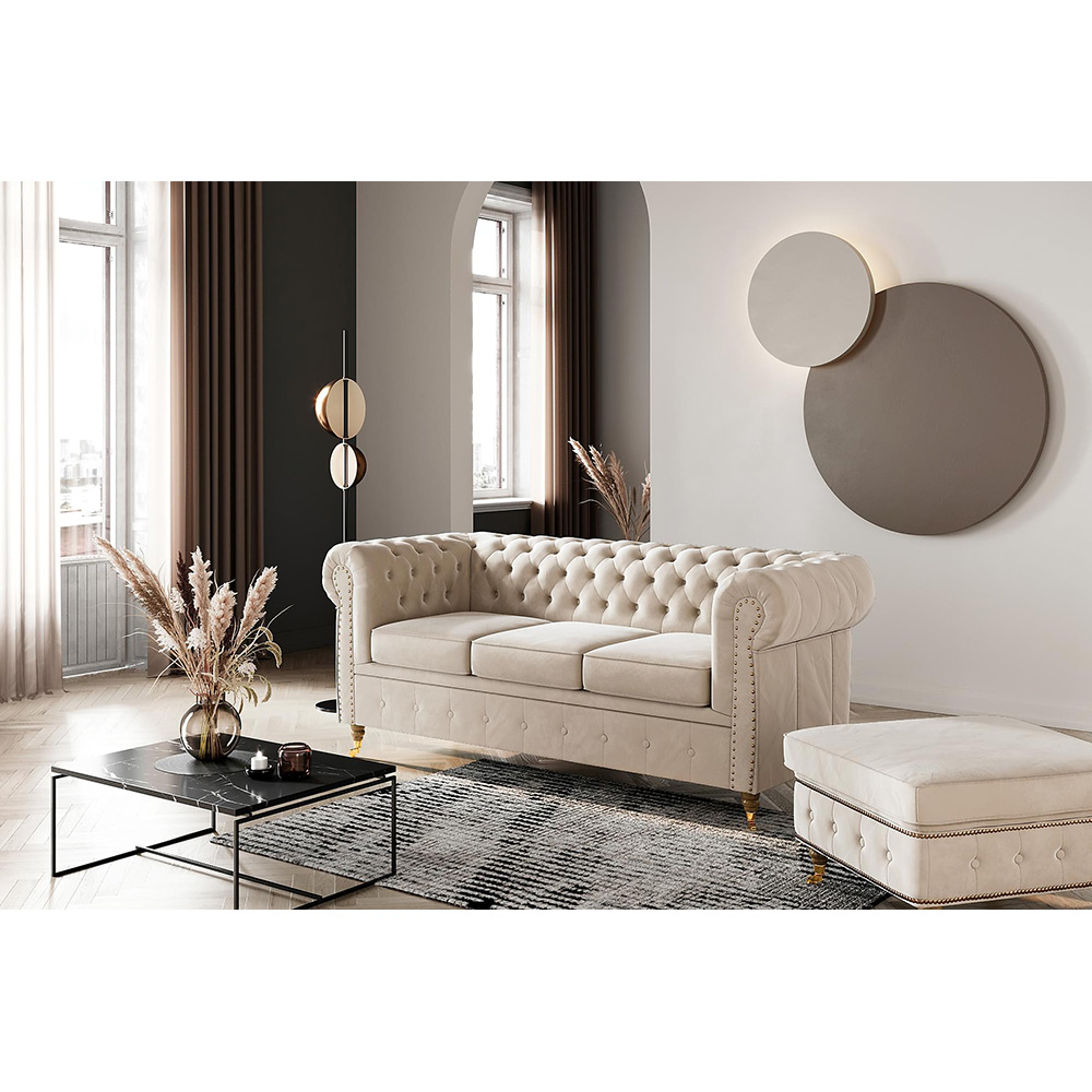 3-sitssoffa Manor House Chesterfield Deluxe Sammet