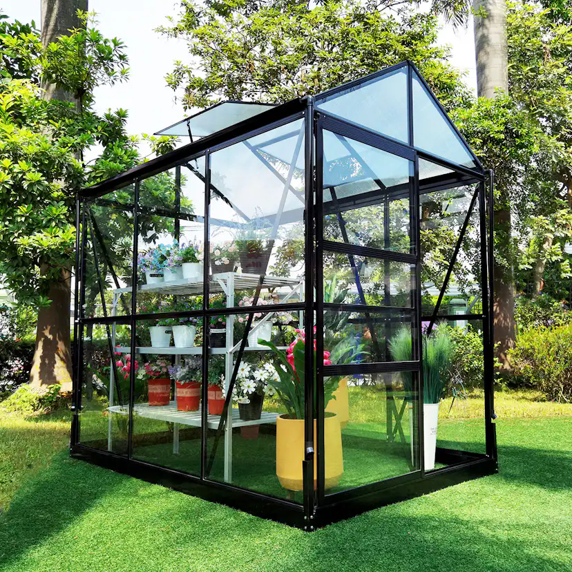 Växthus Metalcraft 3,5 kvm Svart Rektangulär