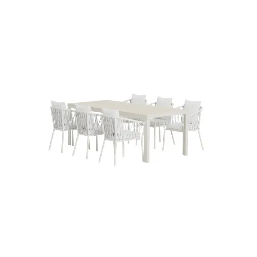 Matgrupp Utomhus Venture Home Mirko 90x205 cm med 6 st Linos Trädgårdsstolar