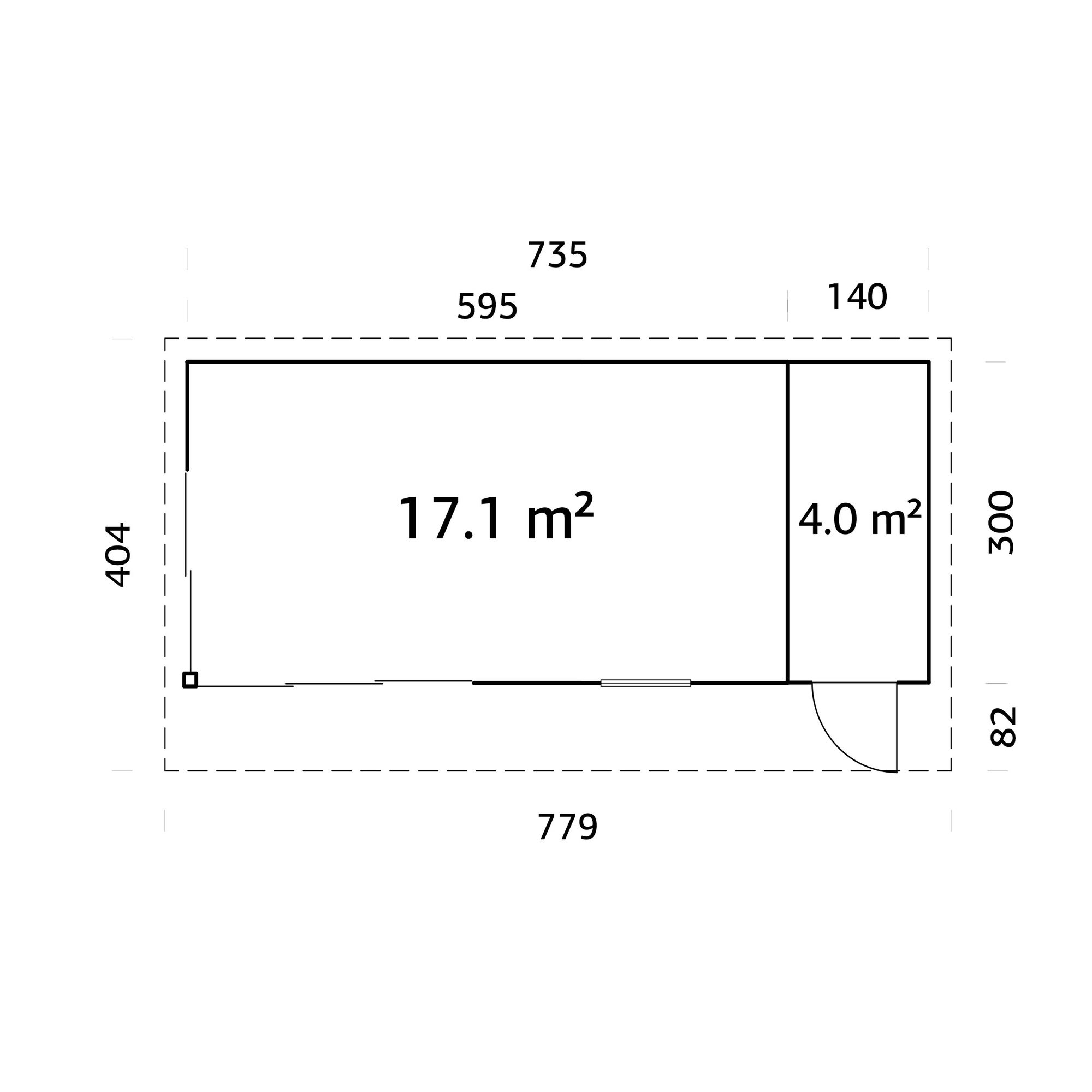 Stuga Palmako Andrea 22,1 m² Slide (inv. 21,1 m²)