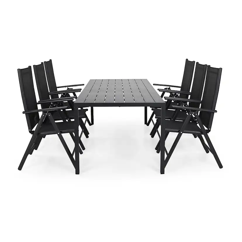 Matgrupp Comfort Garden Tunis 205 med 6 Positionsstolar Maggie