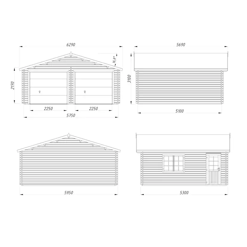 Roger 28,4 m2 with sectional door Brun dippad