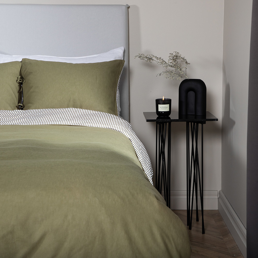 Jenna Bed Set Linen Cotton Green 240x220 cm Färg: Mörkgrön, Mått: 240x220 cm