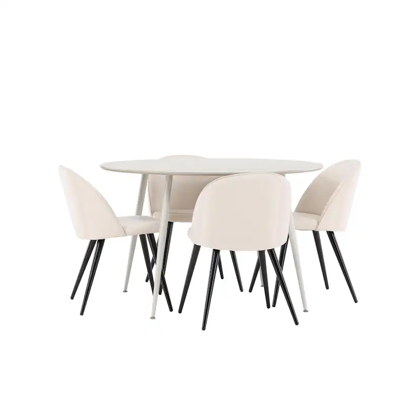 Matgrupp Venture Home Plaza Ø120 med 4 st Velvet Stolar