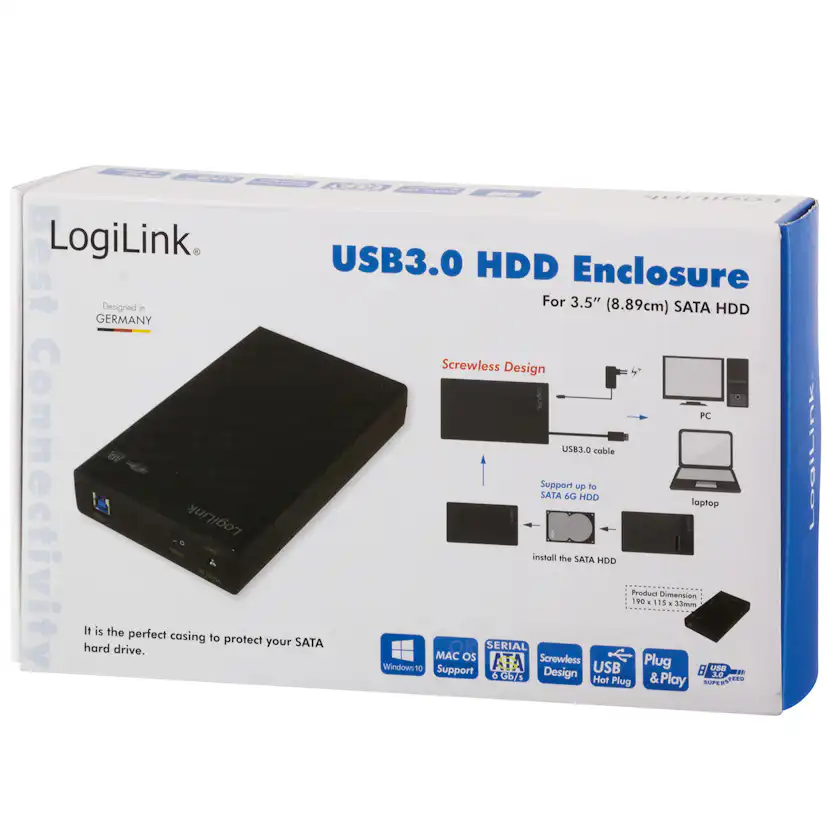 Hårdiskkabinett LogiLink 3,5 tum USB 3.0