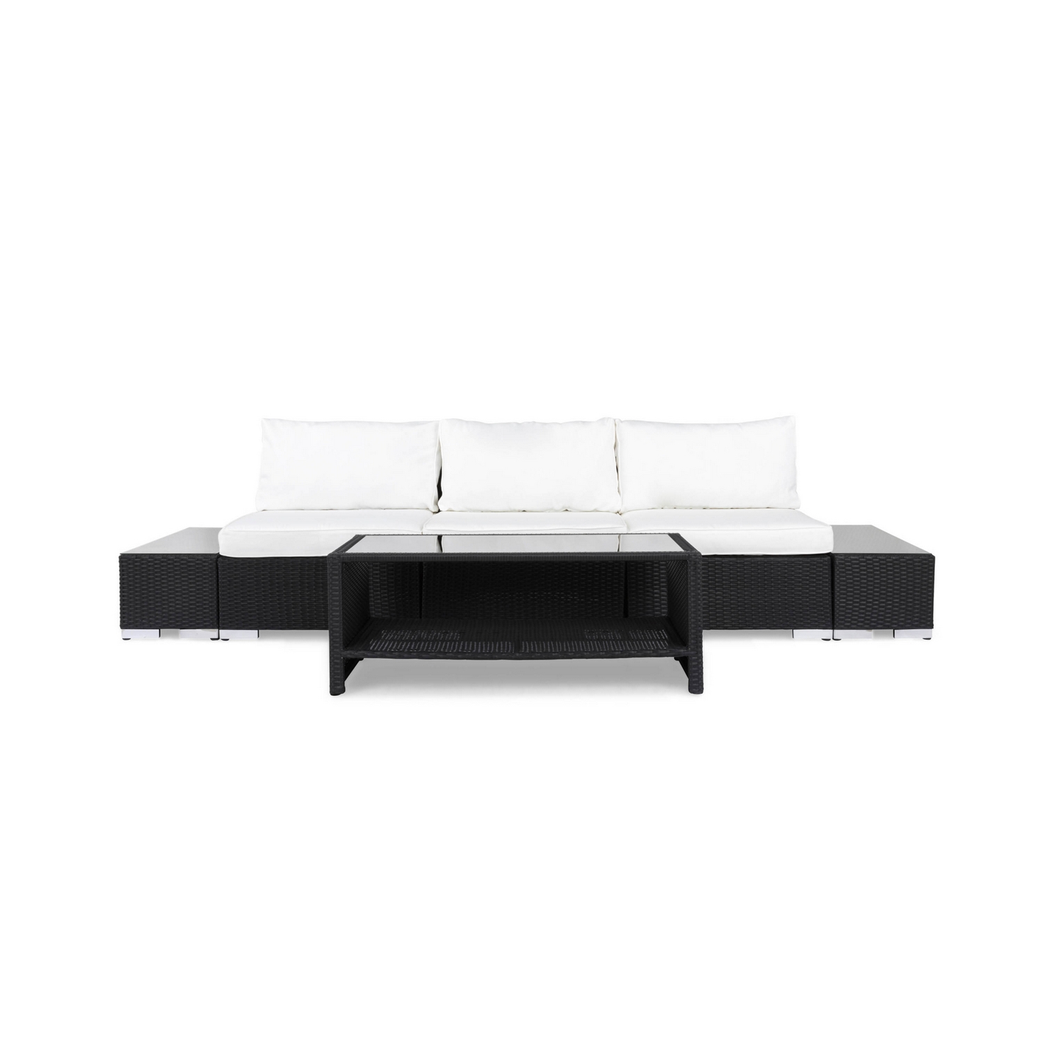 Loungegrupp Comfort Garden Bahamas 3-sits med Avslut och Bord med Hylla Utomhus