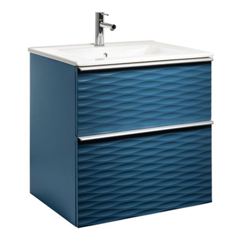 ISELLA AQUA WAVE 60 Blå , HANDTAG ALUMINIUM, handfat PORSLIN BxHxD: 613x610x464 mm, Petroleumblå, Tvättställ: Porslin, Handtag: Aluminium
