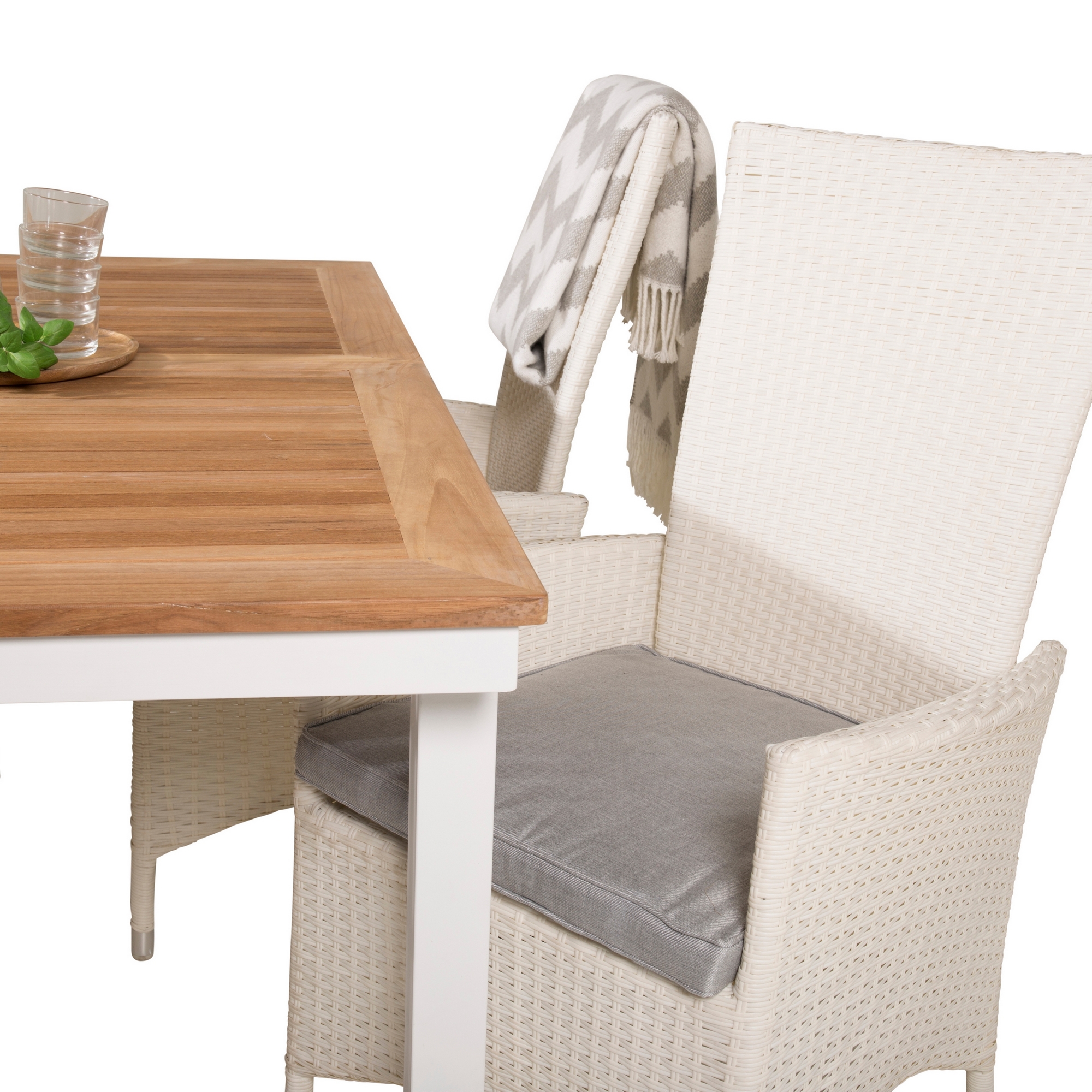 Panama Dining Table 160/240*90 - White Alu / Teak+Padova Arm Blanka Ben
