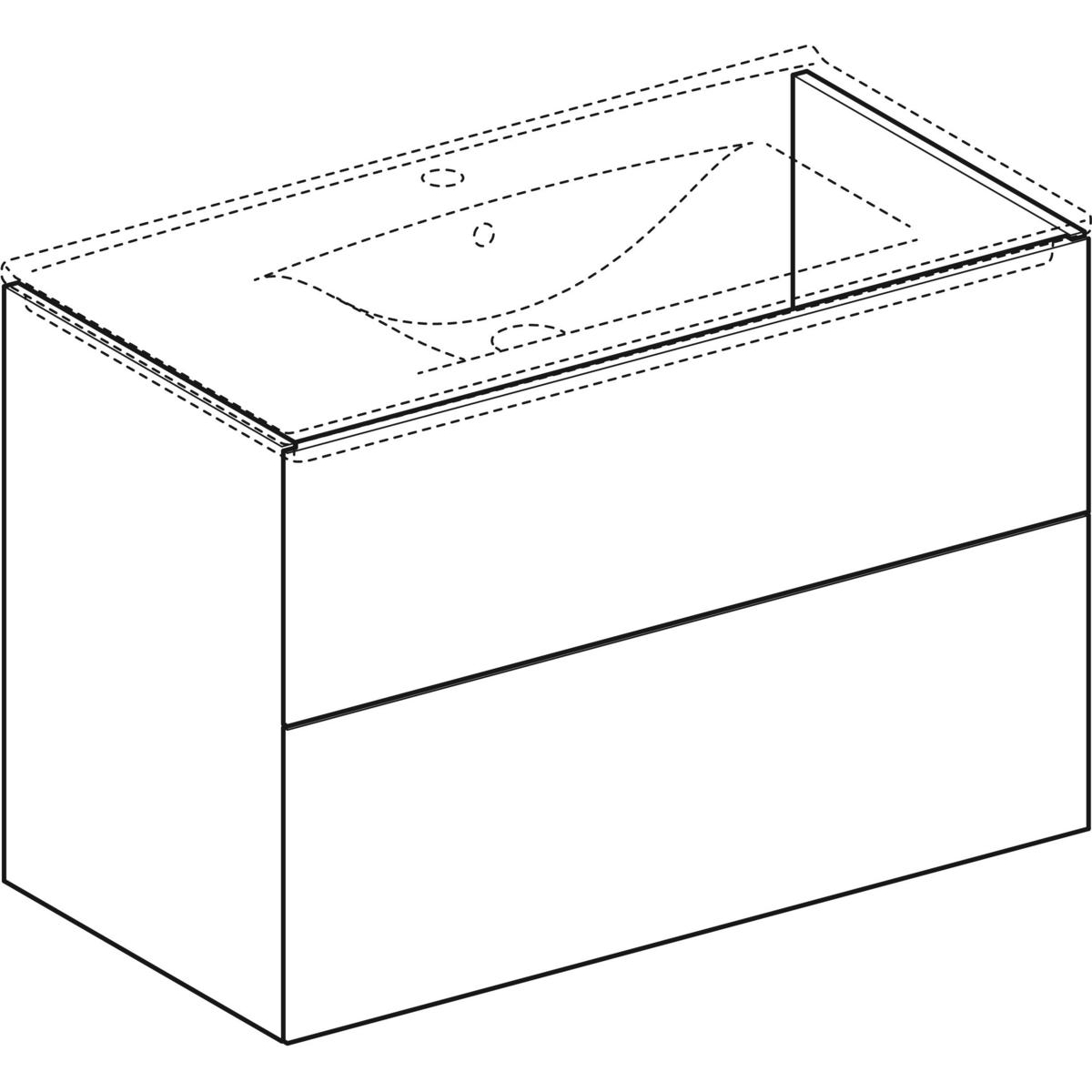 Ifö Elegant underskåp för möbeltvättställ, med två lådor: B= Mörkgrå, 900x600 mm