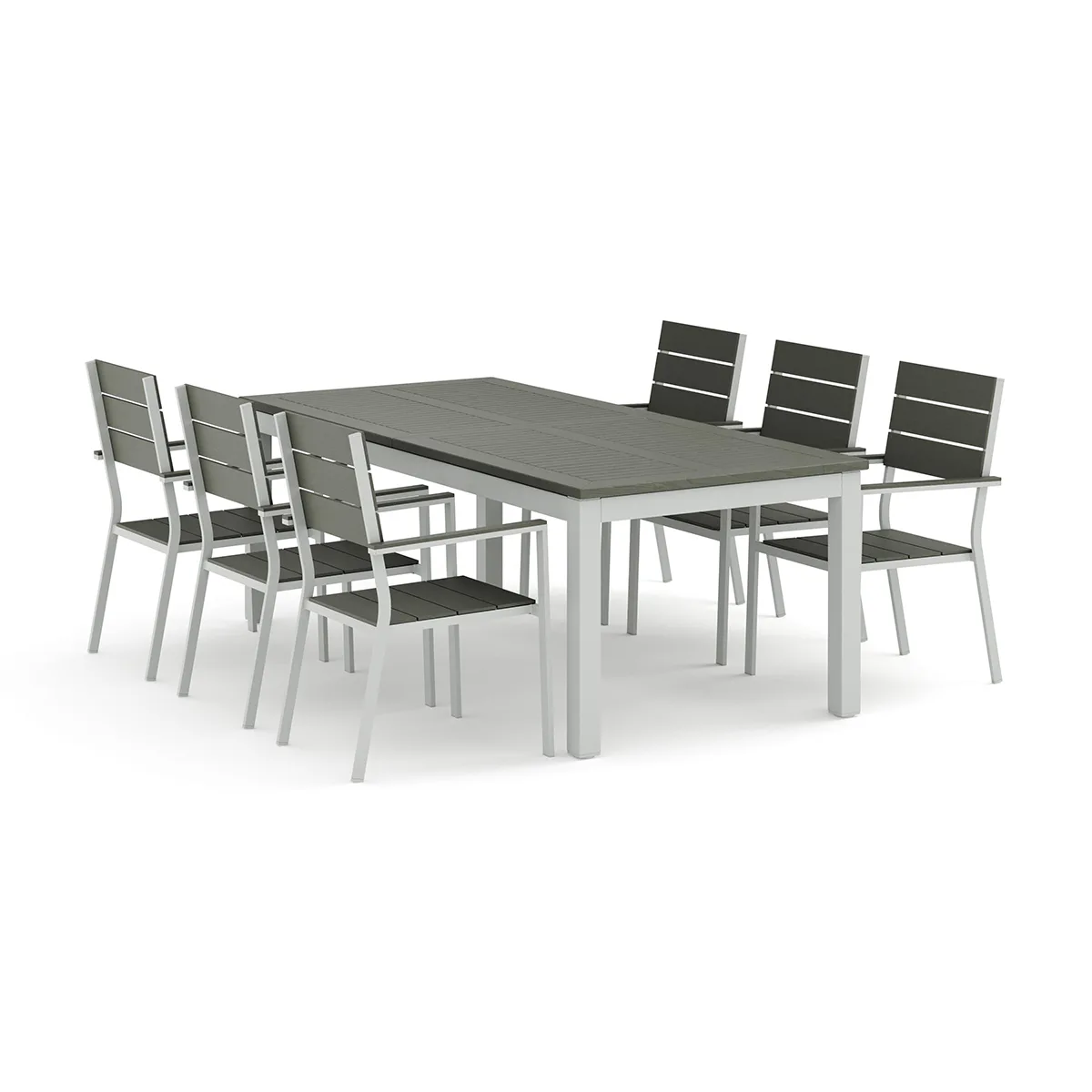 Trädgårdsgrupp Comfort Garden Monaco utomhus matgrupp förlängningsbart 210/310x90 med 6 Tunis stapelstolar