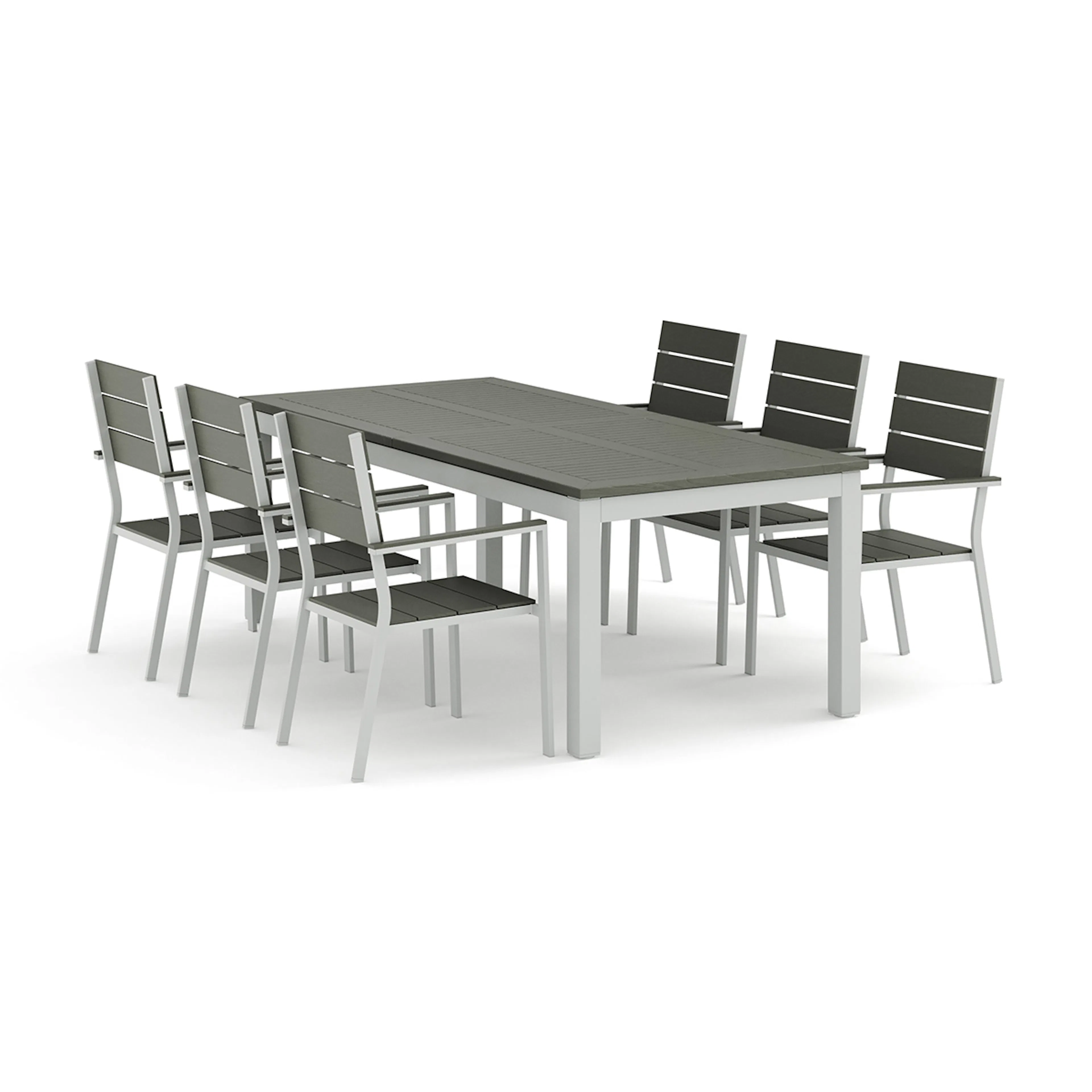 Trädgårdsgrupp Comfort Garden Monaco utomhus matgrupp förlängningsbart 210/310x90 med 6 Tunis stapelstolar